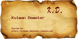 Kulman Demeter névjegykártya